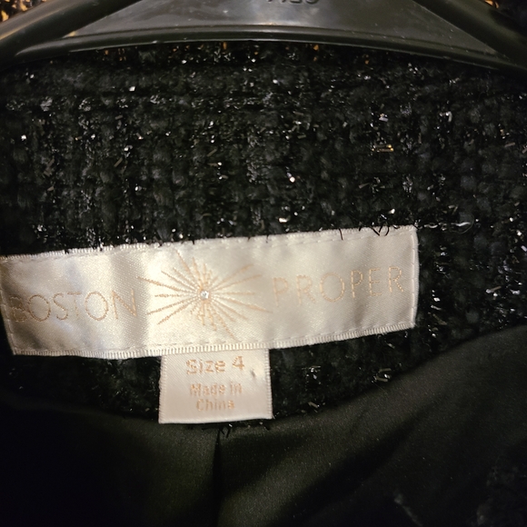 Boston Proper Black Tweed Fringed Jacket - Picture 5 of 7